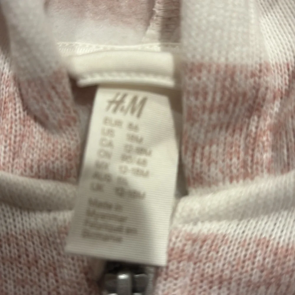 H & M Striped‎ Baby Hoodie - Soft Pink and White Size 18 month